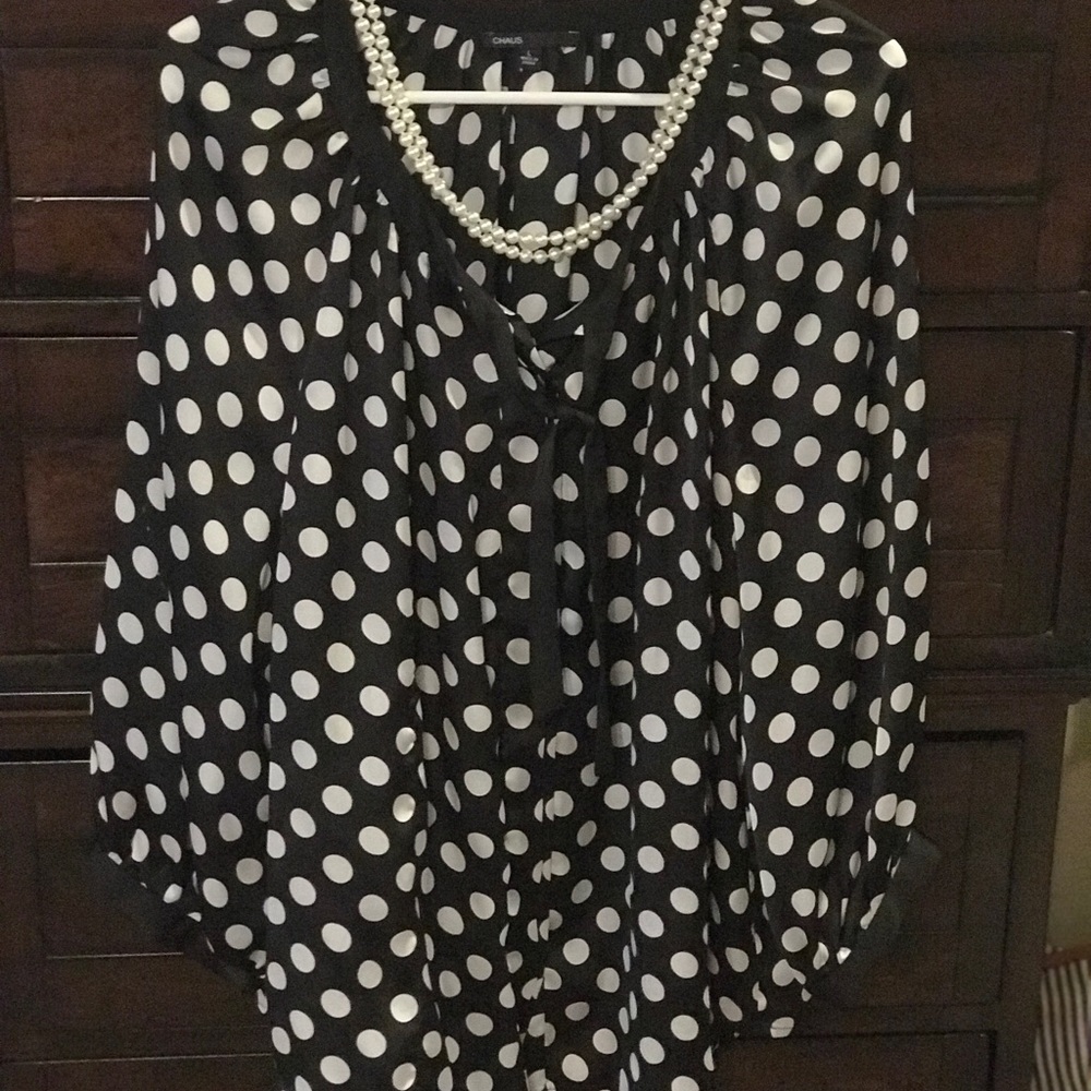 Classic black with white polka dot blouse